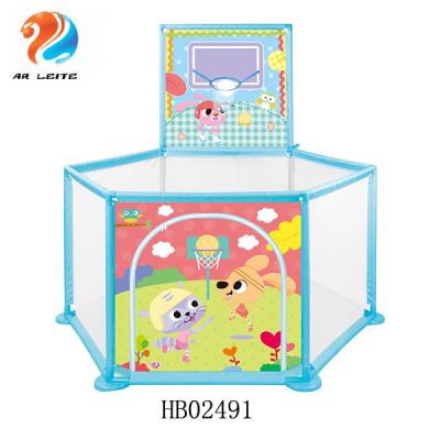 China Wholesale Plastic Outdoor Play Fence Baby Kids Play Yard Portable Baby Playpen With Basketball Hoop for sale