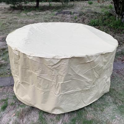 China Water Resistant Waterproof Beige Polyester Large Round Patio Table Chair Set Outdoor Furniture Cover Round Table And Chair Set Outdoor Covers for sale