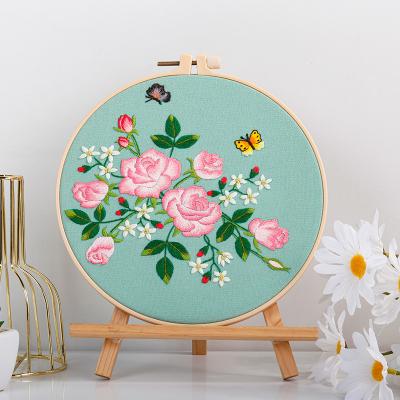 China 2021 Europe factory outlet flower pattern diy cross stitch kit with introductions embroidery kit for beginners for sale