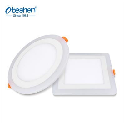 China Hot Selling Home / Warehouse / Supermarket Sport Stadium Dual 3+3w Color RGB Ceiling Round And Indoor Led Square Panel Light for sale