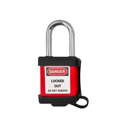 China Nylon body and steel/nylon shackle Various Specifications Good Price Security Black Semi Dust Cover Matched With 38Mm Lock Beam Padlock  Security Alarm Padlock for sale