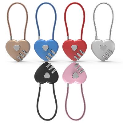 China All Love Lock Wedding Gift Heart Combination Bag Backpack Trolley Box Door Portable Metal Rope Lock Plastic for sale