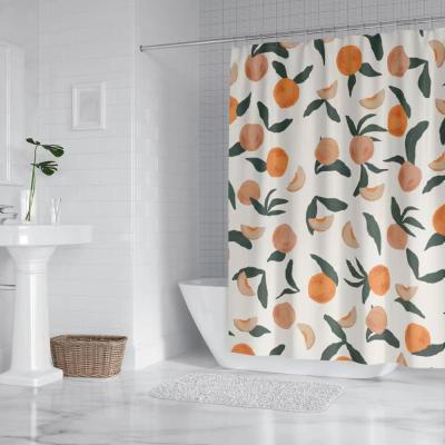 China Peach Shower Curtain Sustainable Hot Sale Waterproof Fabric Printed Customized Bathroom for sale