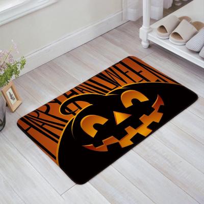 China Washable Colorful Custom Design Halloween Flannel Soft Printed Anti Slip Door Mat for sale