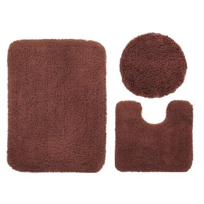 China Sustainable Hot Sale Non Slip Microfiber Washable Water Absorbent Shaggy Bath Mat Set for sale