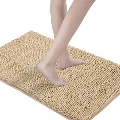 China Durable Chenille Non Slip Absorbent Machine Washable Bath Mat Set for sale