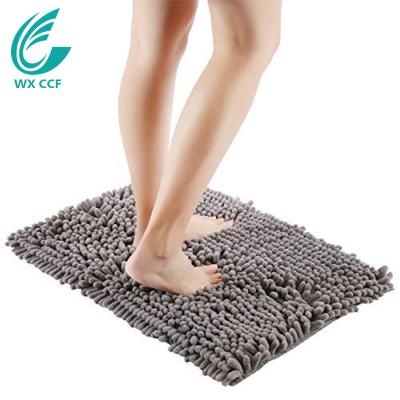 China Durable Washable Quick Dry Absorbent Bathroom Blanket Gray Chenille Water Non Slip Bath Mat for sale