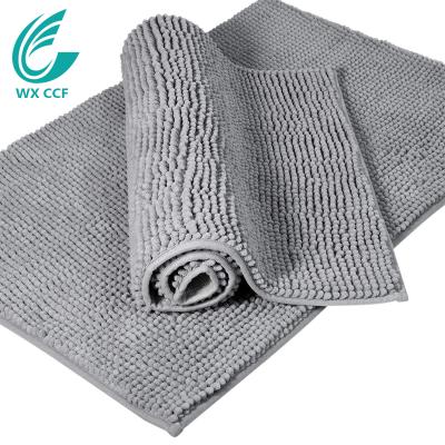 China Durable Washable Quick Dry Absorbent Bathroom Blanket Gray Chenille Water Non Slip Bath Mat for sale