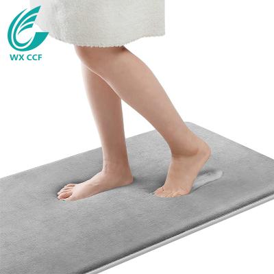 China Amazon Soft Water Absorbent Memory Foam Flannel Viable Hot Selling Washable Quick Dry Non-Slip Bath Mat for sale