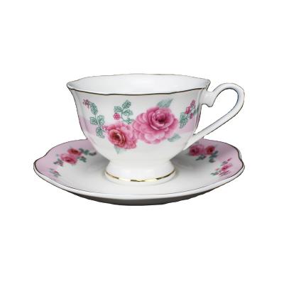 China Customized Sustainable Cute English Porcelain Tea Cup And Saucer Set Ceramic for sale