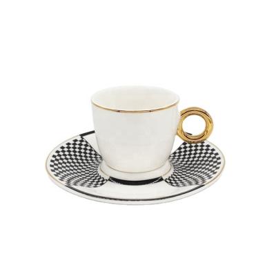 China Exclusive Mini Ceramic Coffee Shop Viable Coffee Cup A Latte and Saucer Sets for sale