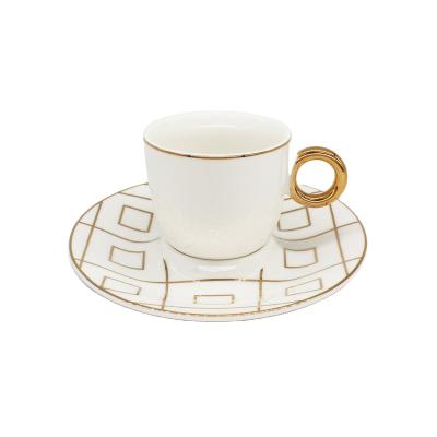 China Fine China Cups Household Hotel Restaurant Banquet Factory Material Ceramic Reserve Tea Cup Saucer Set for sale