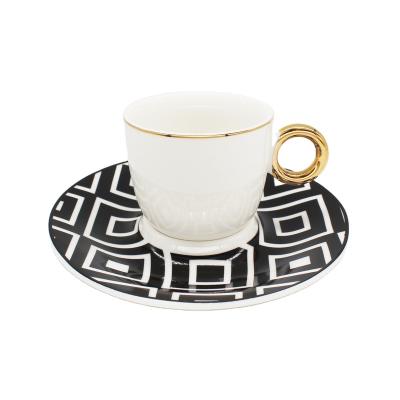 China New Design 80cc New Design Turkish Coffee Cups Bone China Tea Cup Viable Ceramic Saucer for sale