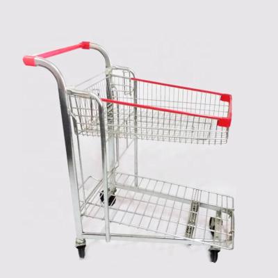 China Durable Two Layer Wholesale Supermarket Warehouse Cargo Trolley for sale