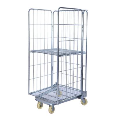 China Easy Installation High Quality Steel Stackable Steel Cage Trolley Warehouse Steel Cage Stackable Container for sale