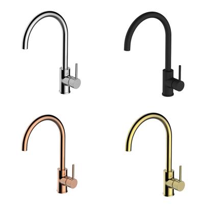 China EUROPEAN J-STAR Long Lifespan Deck Mounted Single Hole Kitchen Faucet Sink Faucet Gooseneck Brass Faucet for sale