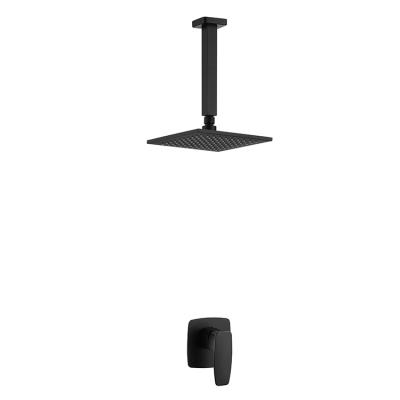 China Without Slide Bar J-STAR With Solid Brass Main Shower Bathroom Use In The Wall Matte Black Shower Set for sale