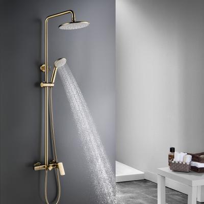 China With Slide Bar J-STAR New Arrival Good Quality Brass Brushed Gold Exposed Shower Set For Bath for sale