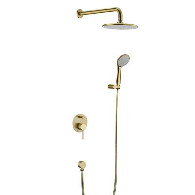 China Without Sliding Bar J-STAR New Product Brushed Gold Concealed Type ABS Shower Heads Bathroom Shower Sets for sale