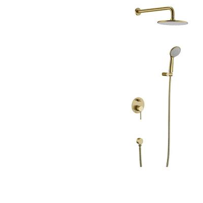 China Without Sliding Bar Bathroom Rain Shower Set Brushed Gold Cheap Shower Sets With Wall Mounted for sale