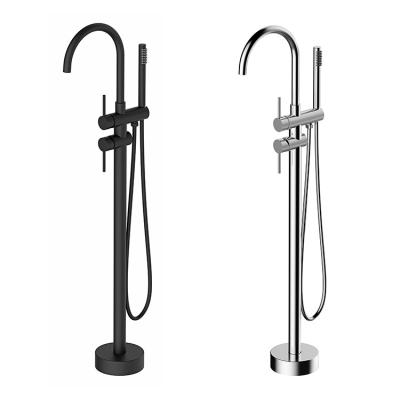 China With Sliding Bar J-STAR Chrome Plating Freestanding Tub Filter Brass Shower Floor Mounted Mixer Tap for sale