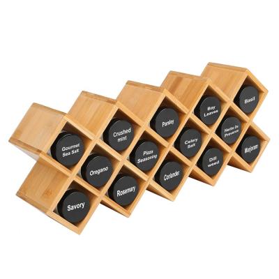 China Viable Wholesale Wooden Bamboo Wooden Bottles Kitchen Spice Rack Organizer 14 for sale