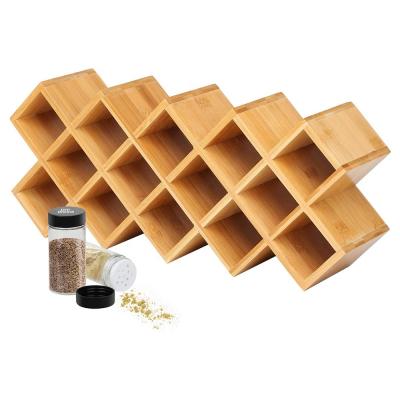 China Free Standing Bamboo Buffet Countertop 4-Tier Spice Rack Storage Organizer Shelf for sale