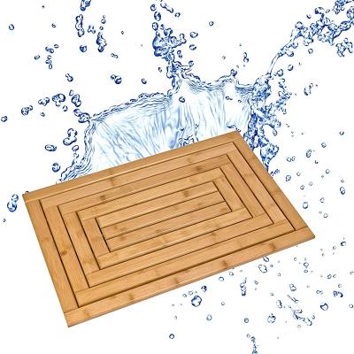 China Viable Wholesale Bamboo Anti Slip Bath Mat Eco Friendly Shower Mat Wooden Bathroom Floor Mat for sale