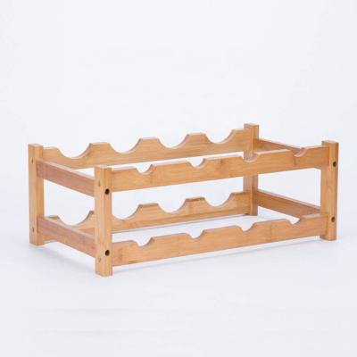 China Sustainable Natural Bamboo Wine Bottles Countertop Display Rack Floor Wine Storage Rack Rack For Kitchen for sale