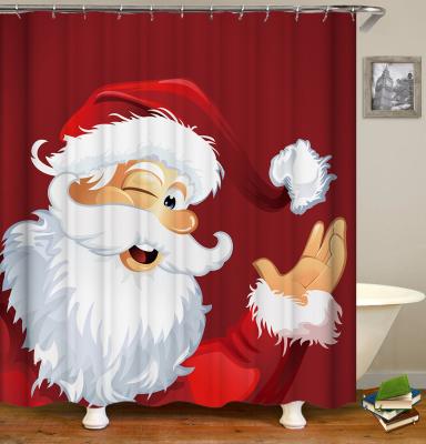 China Sustainable ECP Christmas Santa Fabric Friendly Shower Curtain With Custom Design for sale