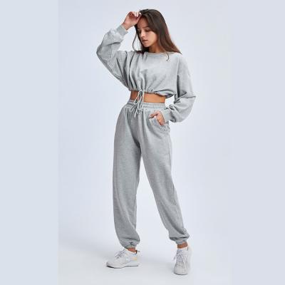 China Fashion Breathable Custom Sport Casual Crop Top Hoodie And Tracker Women Set Tracksuits Sports Tracksuit for sale