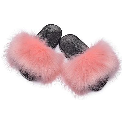 China Lightweight Real Fur Slippers Fox Fur Slippers Fur Home Slippers Indoor Slippers For Kids for sale