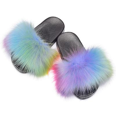 China Light Tops Selling Soft Women's Fur Slippers Faux Fur Slippers Women's Solid Home Slippers for sale