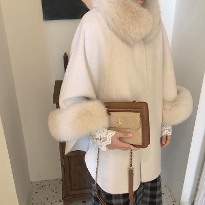 China Spring/Autumn Breathable Good Quality Overcoat Cashmere Lady Color Fox Matching Fur Coat for sale