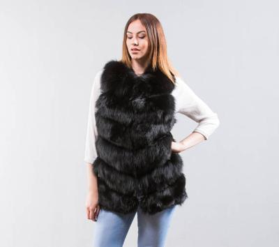 China New Breathable Colorful Women Fur Vest Smudge Real Fox Vest /Hooded Fur Coat Women/Girls for sale