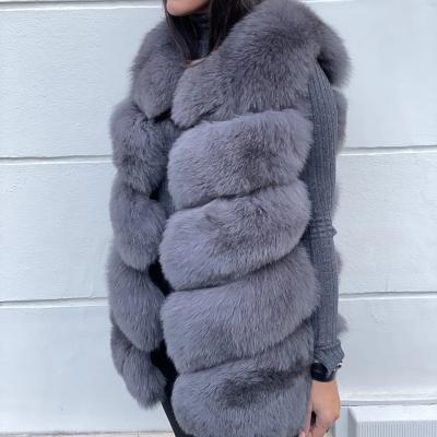 China Wholesale Breathable Cheap Fox Fur Vest Winter Fur Vest For Woman Fashion Long Real Fur Vest for sale