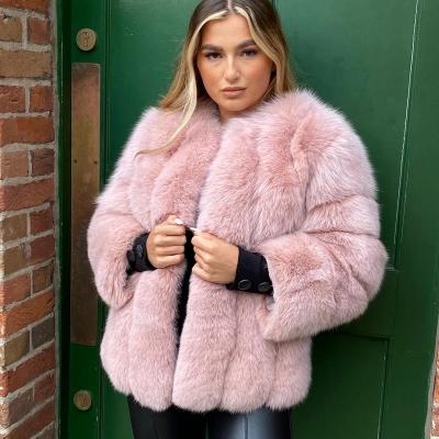 China Wholesale Direct Breathable Real Fox Fur Coat Women's Real Fox Fur Jacket Factory Direct Natural Fox Fur Coat for sale