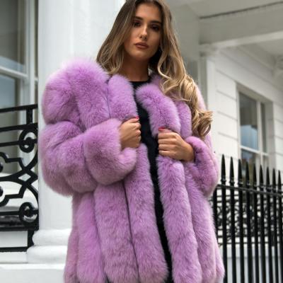 China Wholesale Breathable Raccoon Mink Fox Bubble Winter Fur Coat Pink Real Fur Coat Women Fur Coats For Girls for sale