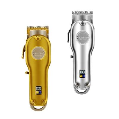 China 1986 Kemei Easy To Use Gold Professional Hairdresser Shaver Rechargeable Head Clipper Cutter LCD Display Electric Hair Trimmer For Men for sale