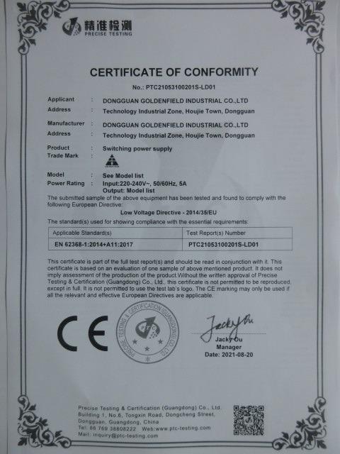 CE - Dongguan Goldenfield Industrial Co., Ltd.