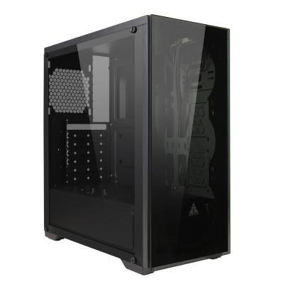 China Custom High Quality Desktop Game All Cool Black Micro-ATX Case Desktop Case for sale