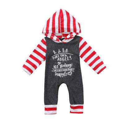 China Anti-Wrinkle Pure Cotton Baby Long Sleeve Overalls Christmas Hooded Infant Overalls for sale