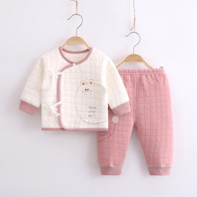 China Newborn Cute Kitten Winter Underwear Anti-wrinkle Warm Soft Cotton Baby Clothes Set for sale