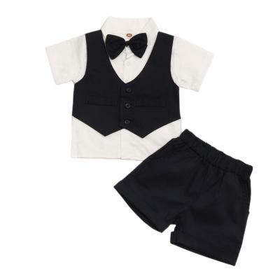 China Anti-wrinkle children's cotton vest gentleman bow tie boy shorts shirt clothing sets party piano performance for sale