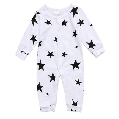 China Anti-wrinkle Organic Cotton Baby Clothes Sleepsuit Star Romper Dairy Stock Newborn Jumpsuit Hat Set for sale