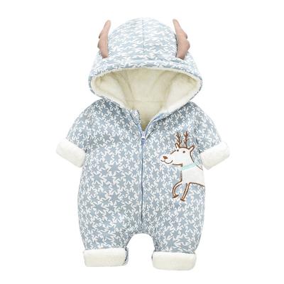 China Cute Baby Winter Clothes Newborn Plus Velvet Thickening Warm Cartoon Elk Girl Overalls Outlet Clothes Kid Clothes for sale