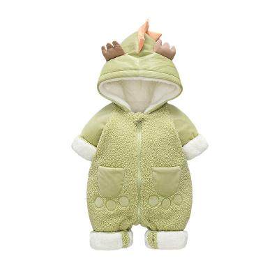 China Cute Baby Onesie Travel Overalls Go Out Cartoon Chick Plus Velvet Winter Newborn Baby Clothes for sale