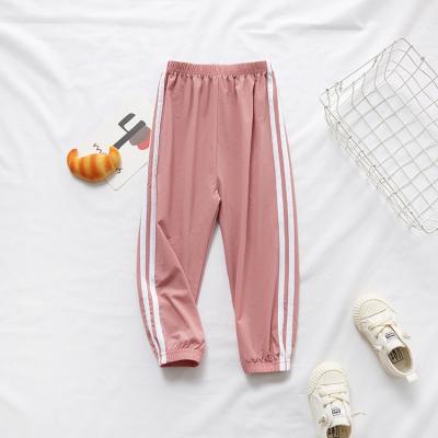 China Color Fade Proof Cool Children Quick Drying Anti Mosquito Pants Slim Bloomers Girls Ice Silk Casual Pants Pull Strip Sports Boys Girls Pants for sale