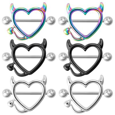 China FASHIONABLE Sexy Little Devil Barbell Nipple Bar Rings Piercing Jewelry Heart Shape Nipple Rings for sale