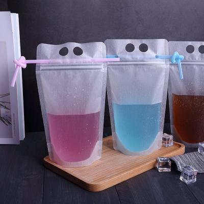 China Aseptic Beverage Pouches With Straw Clear Plastic Bag Juice Stand Up Spout Fruit Juice Pouches With Straw For Adults for sale